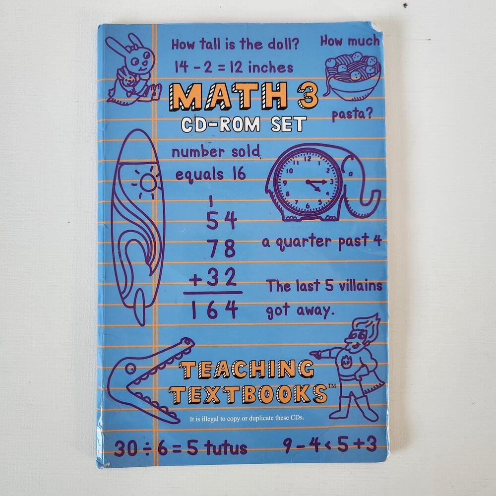 TEACHING TEXTBOOKS Math 3 CDs Self-Grading Homeschool Digital Multiply Division